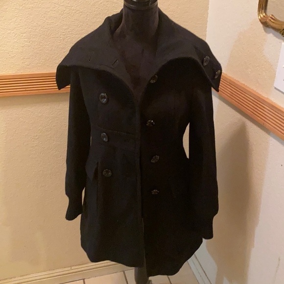 DKNY Jeans small black pea coat!! - Picture 1 of 9
